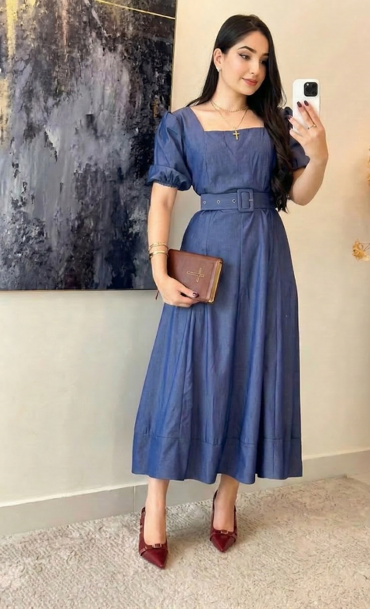 VESTIDO MIDI MANGA PRINCESA - VALENTINA