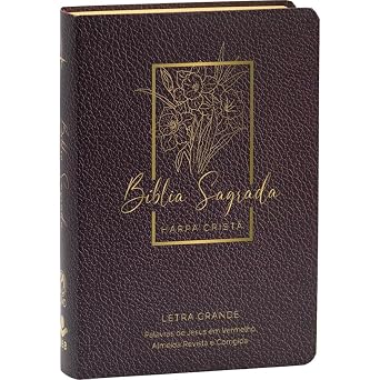 BÍBLIA GRANDE HARPA CRISTÃ POPULAR LETRA GRANDE FLORAL VINHO