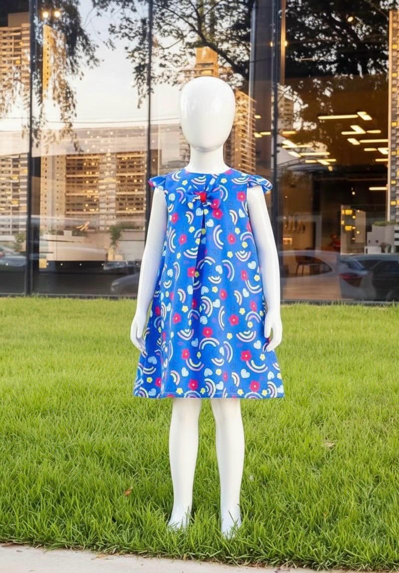 VESTIDO TRAPÉZIO AZUL ARCO-IRÍS