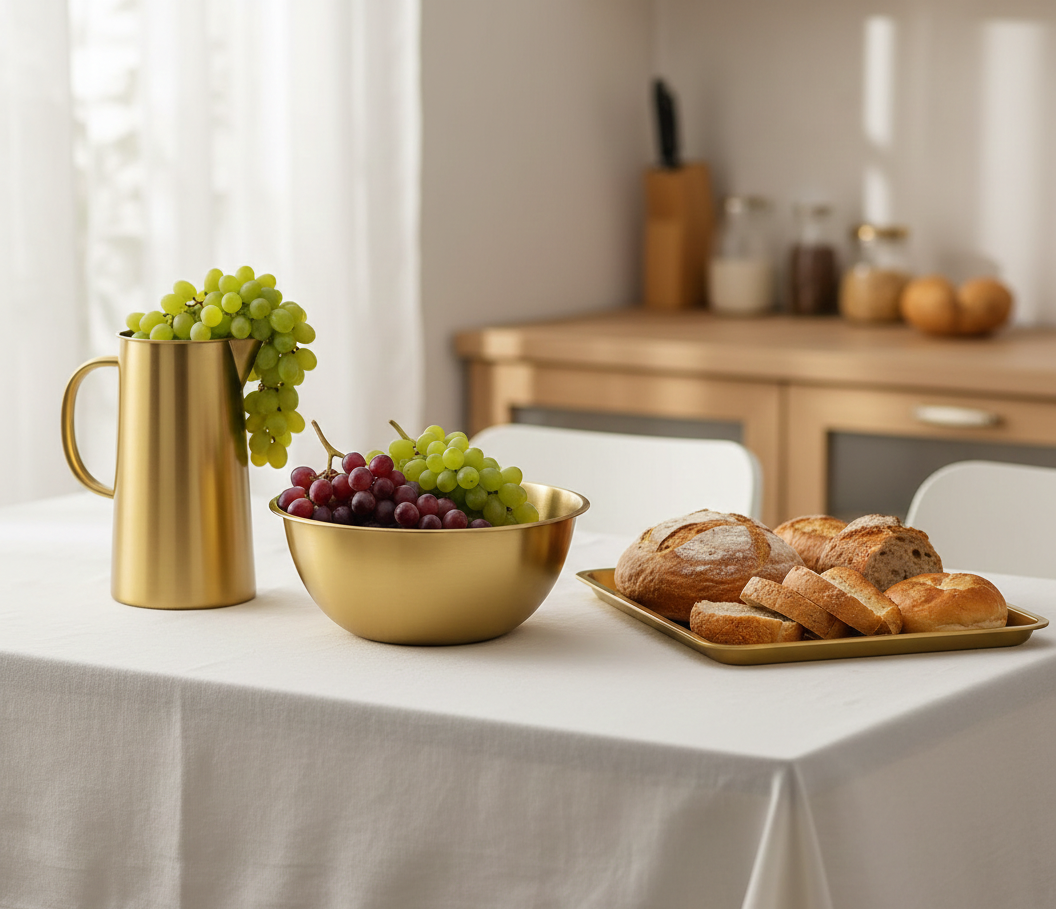 BACIA LITÚRGICA DOURADA PARA SANTA CEIA