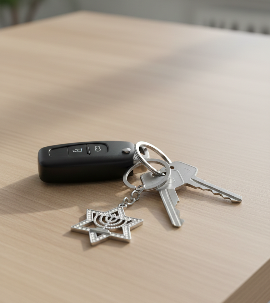 CHAVEIRO ESTRELA DE DAVI E MENORÁ