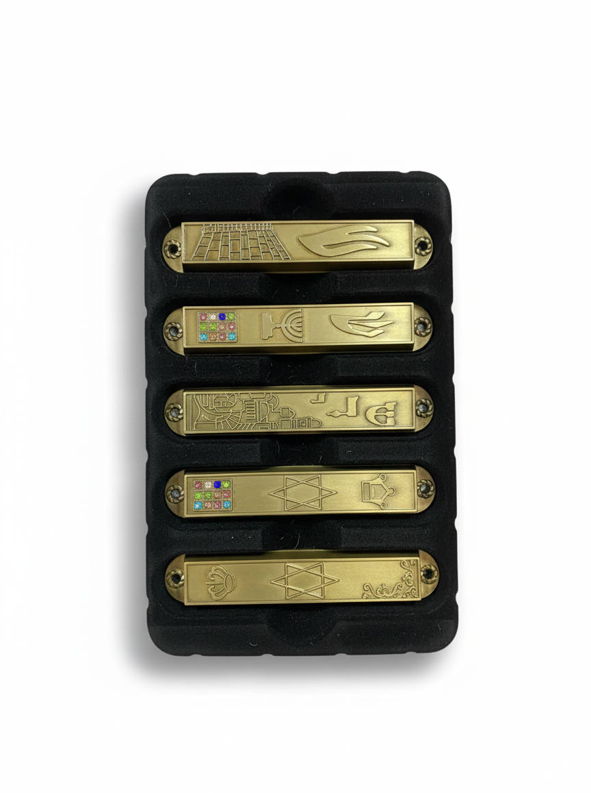 CONJUNTO DE CINCO MEZUZÁ TRADICIONAL BRONZE