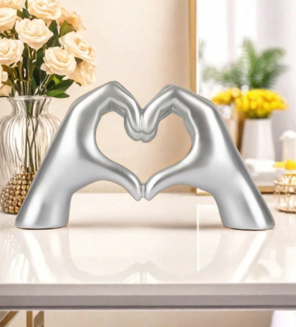 Objeto Decorativo Mãos em Coração – Prata