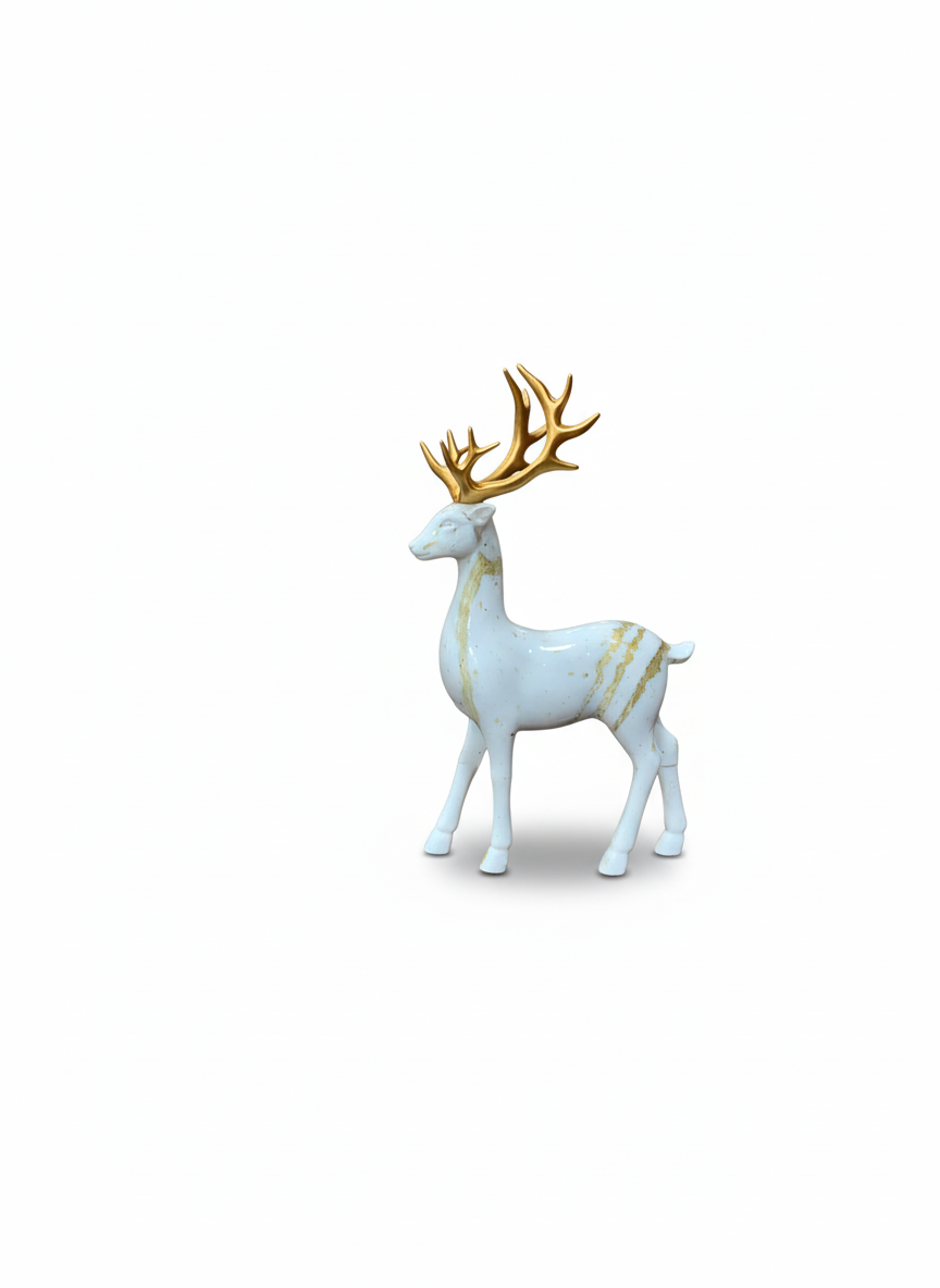 ESCULTURA DE CERVO DECORATIVO WHITE & GOLD
