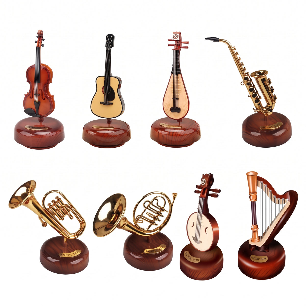 CAIXA DE MÚSICA CRIATIVA ALAÚDE DA LUA -MINI INSTRUMENTOS COM ACABAMENTO ELEGANTE