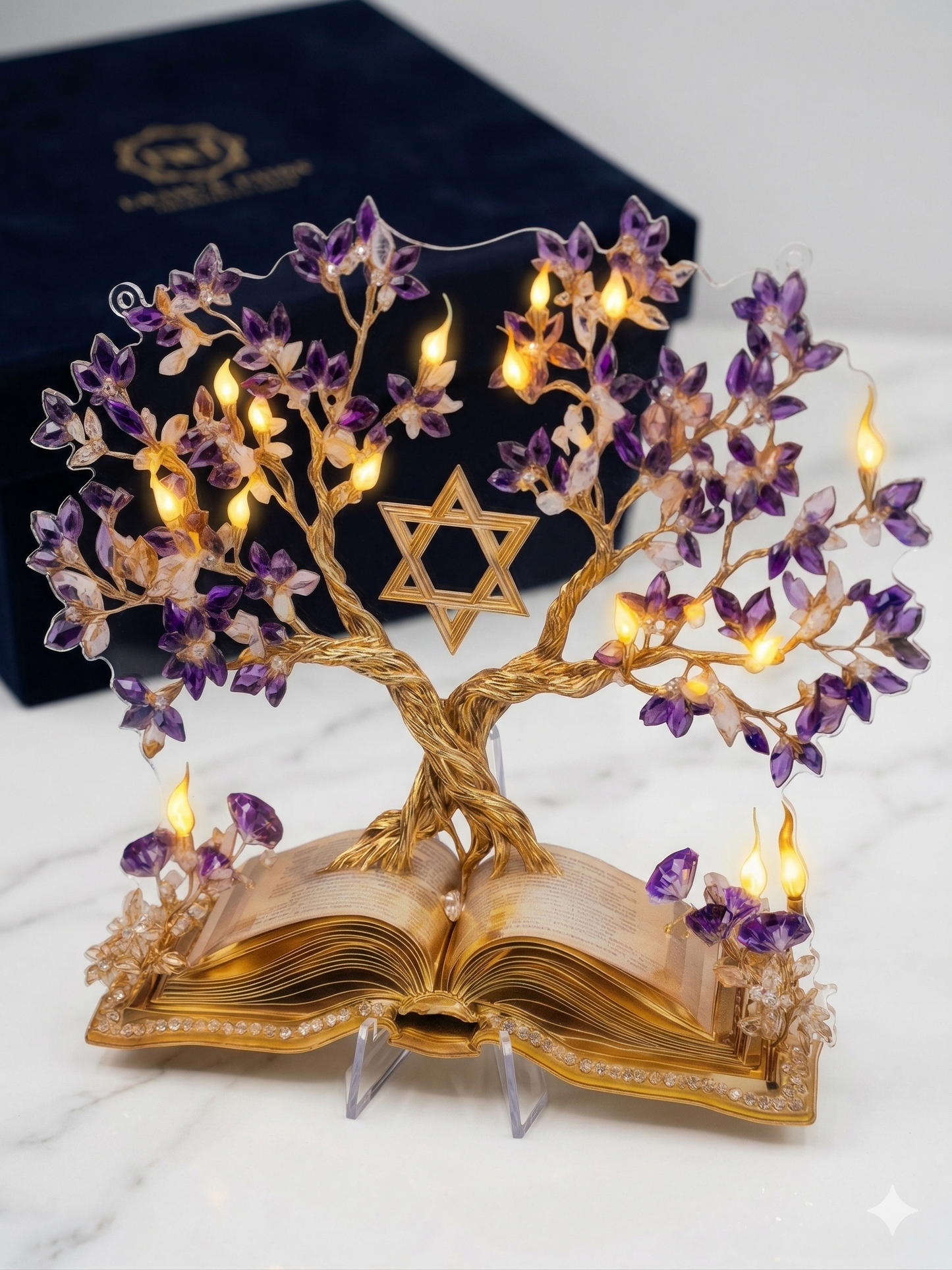 PLACA DECORATIVA ÁRVORE DA VIDA E ESTRELA DE DAVI