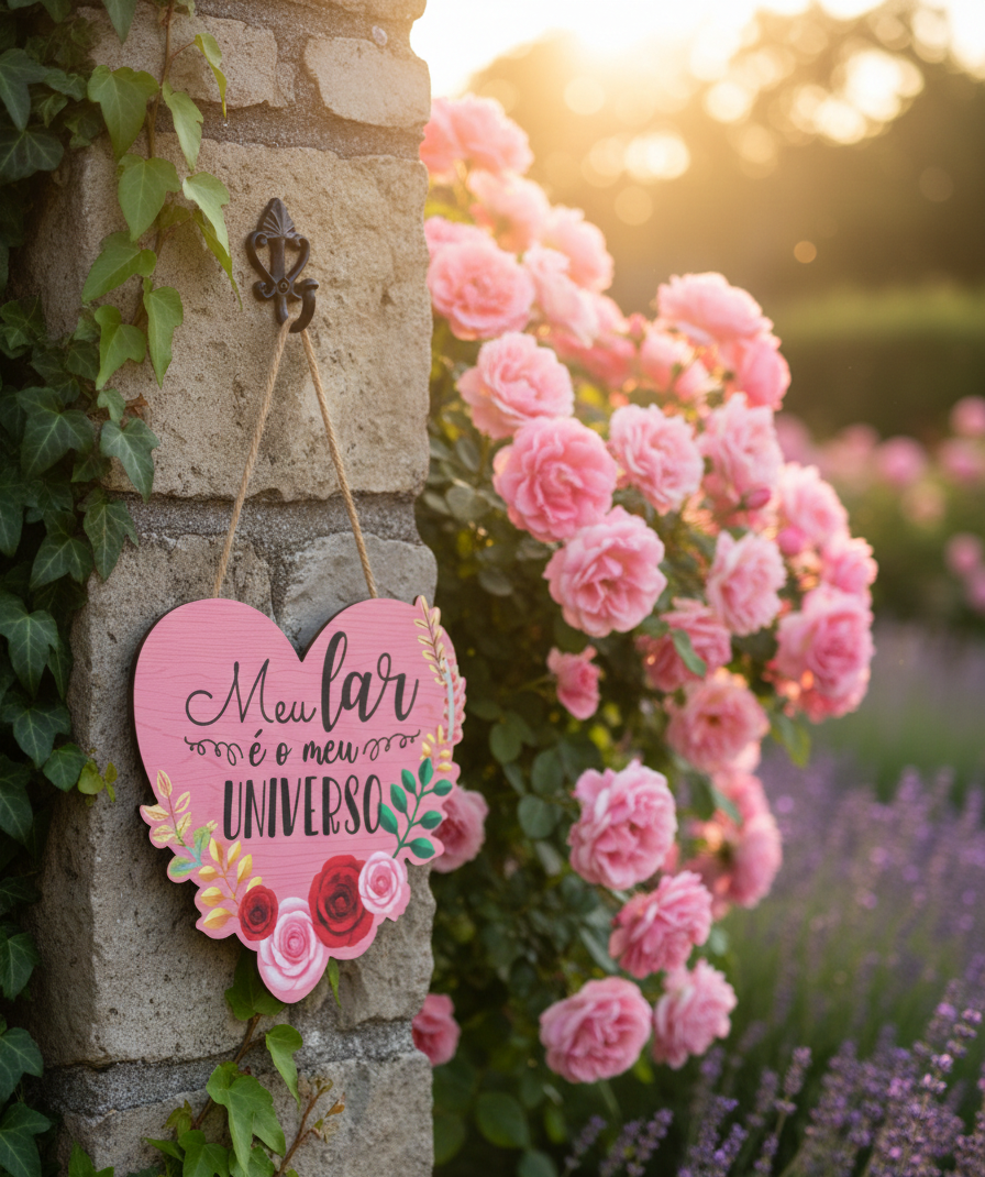 PLACA DECORATIVA CORAÇAO- " MEU LAR È O MEU UNIVERSO"