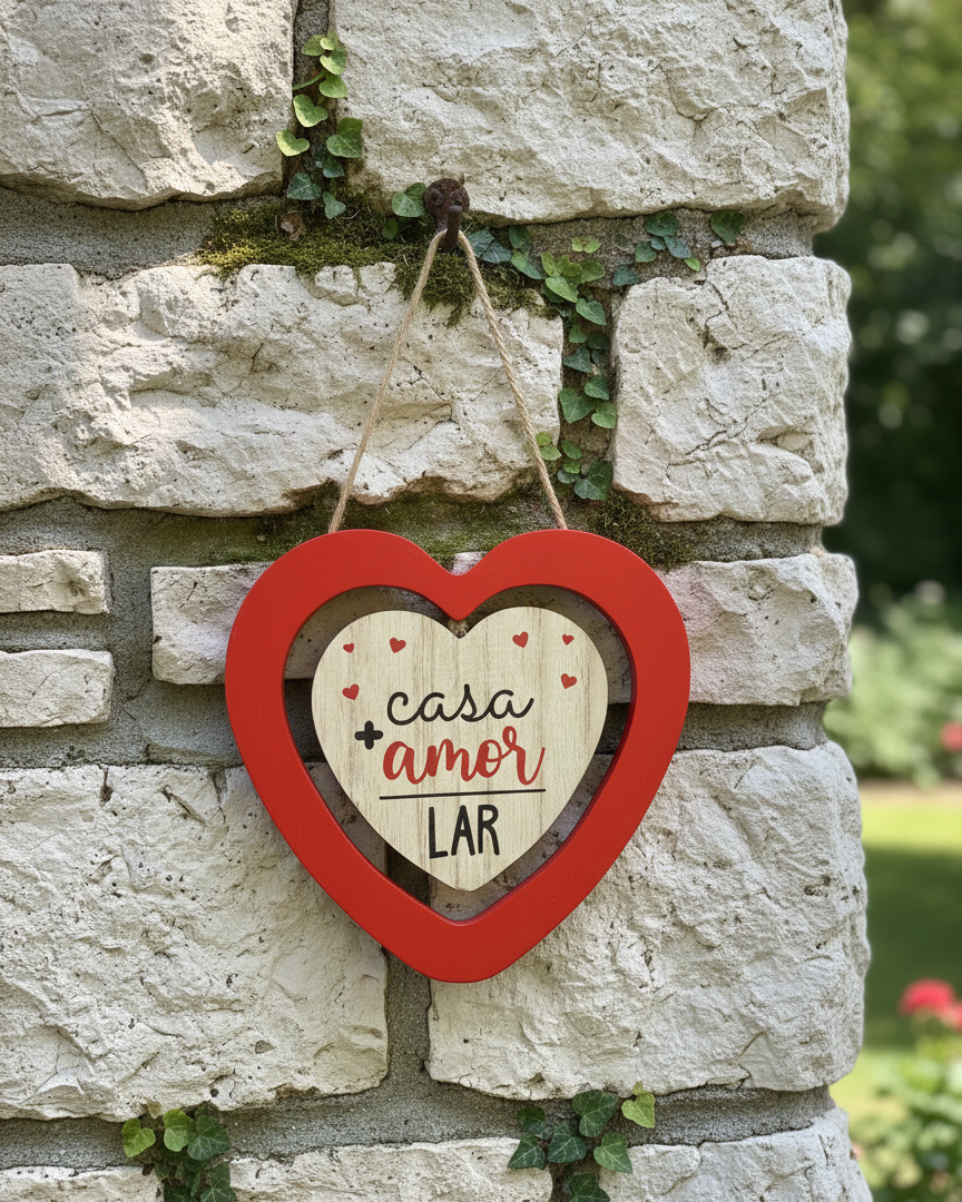 PLACA DECORATIVA CORAÇÃO | CASA + AMOR = LAR