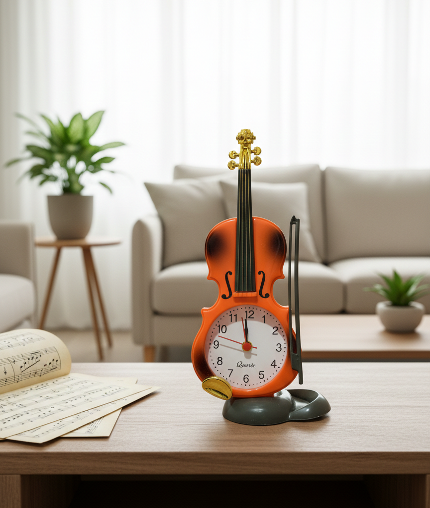 RELÓGIO DESPERTADOR EM FORMATO DE VIOLINO