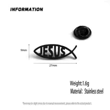 PIN METÁLICO AÇO INOXIDÁVEL JESUS PEIXE PRETO