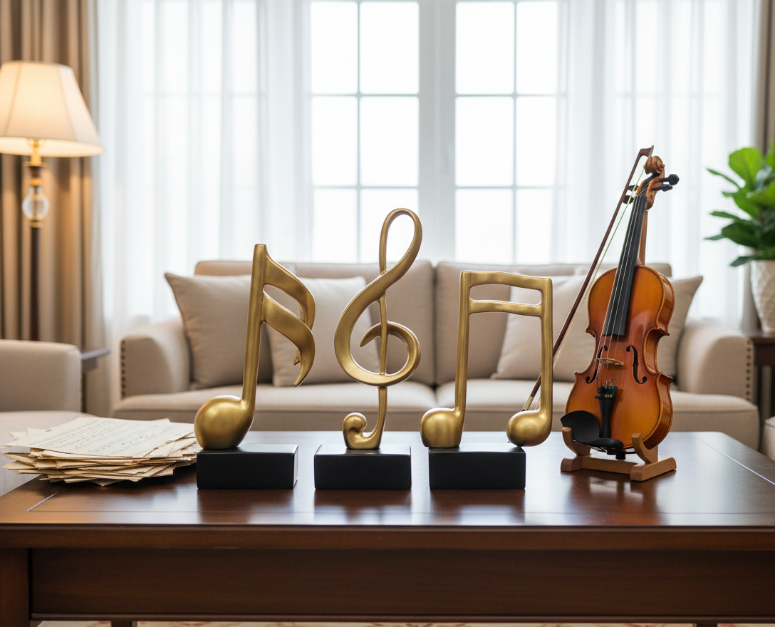 TRIO DE ESCULTURAS MUSICAIS GOLDEN MELODY