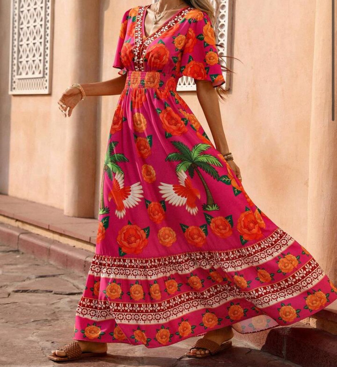 VESTIDO MAXI FÚCSIA TROPICAL BRISA DO BRASIL