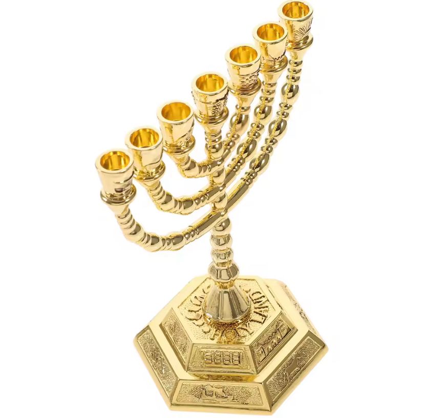 Candeladro Menorá Gold Templo Judaico 13x10 cm