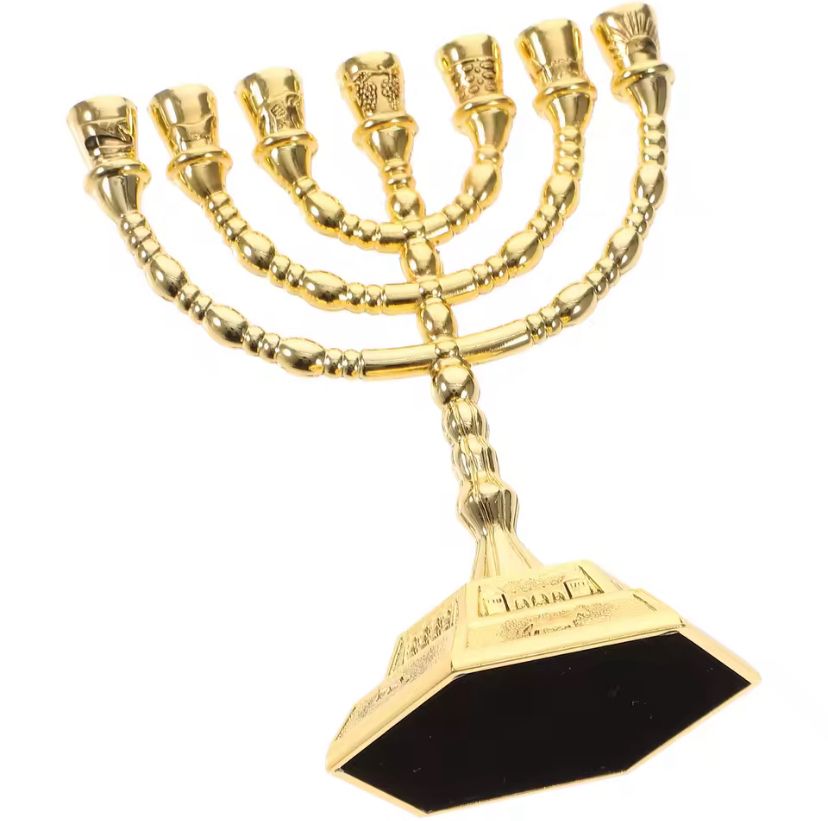Candeladro Menorá Gold Templo Judaico 13x10 cm