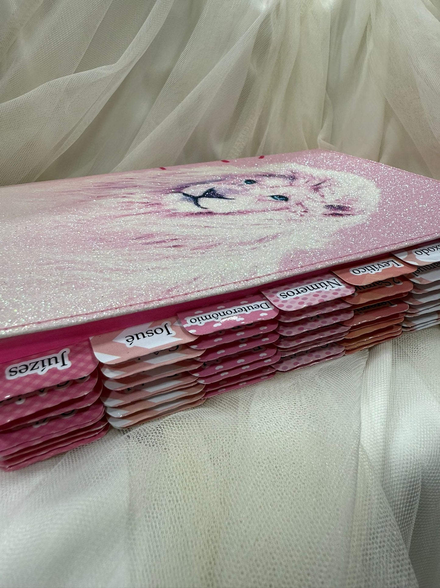 BIBLIA GLITTER LEAO YESHUA ABAS COLADAS