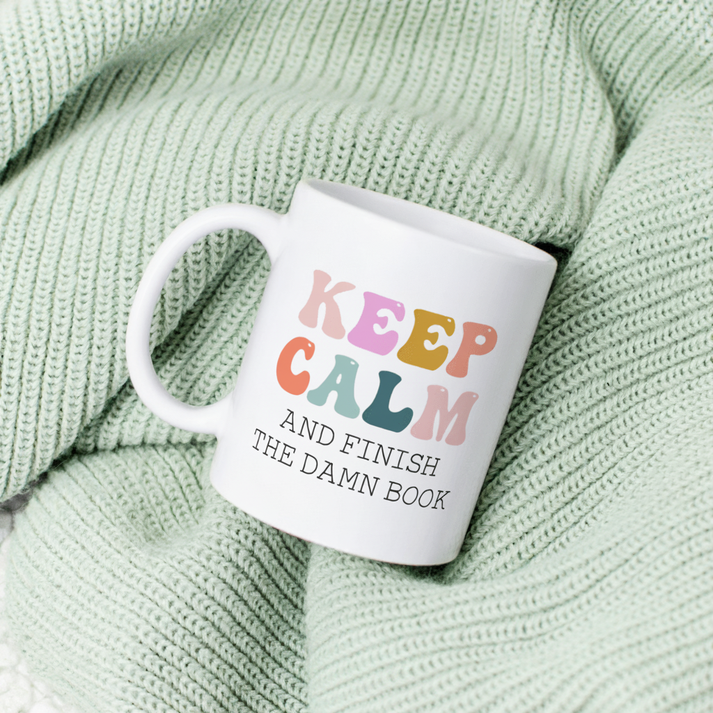 CANECA "KEEP CALM AND FINISH THE DAMN BOOK"