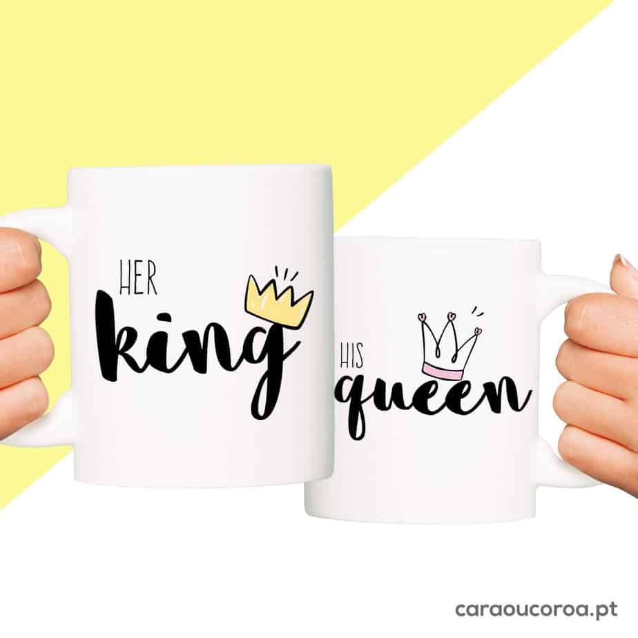 Conjunto 2 Canecas "Her King & His Queen"