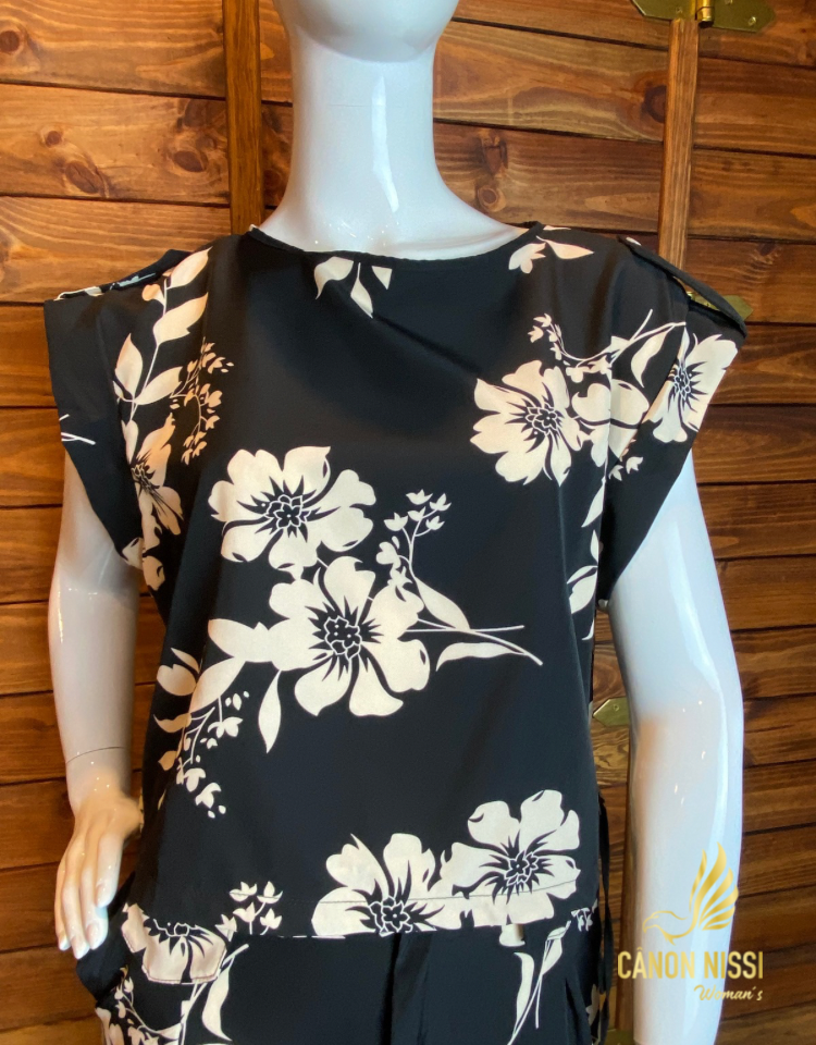 CONJUNTO DE CALÇA E BLUSA FLORAL PLUS SIZE- ISÍS