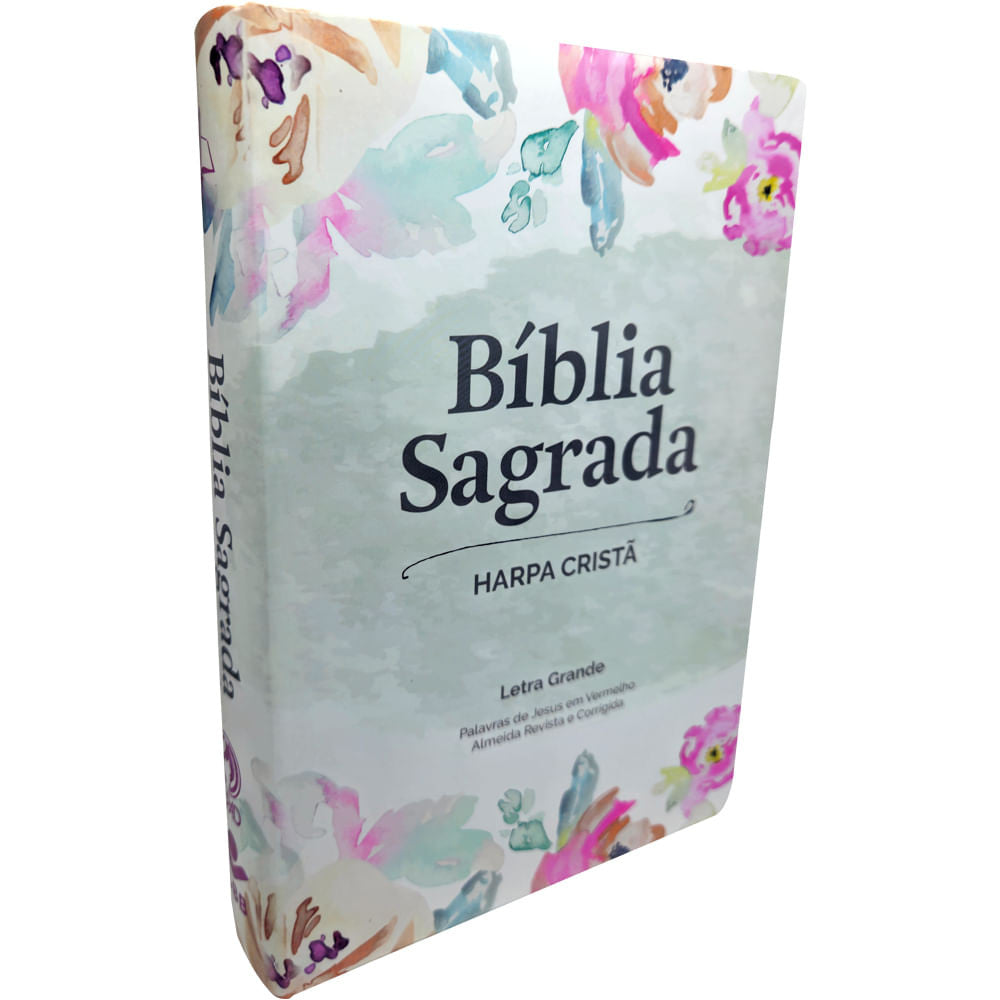 Bíblia Grande Harpa Cristã Popular Letra Gigante Floral Aquarela
