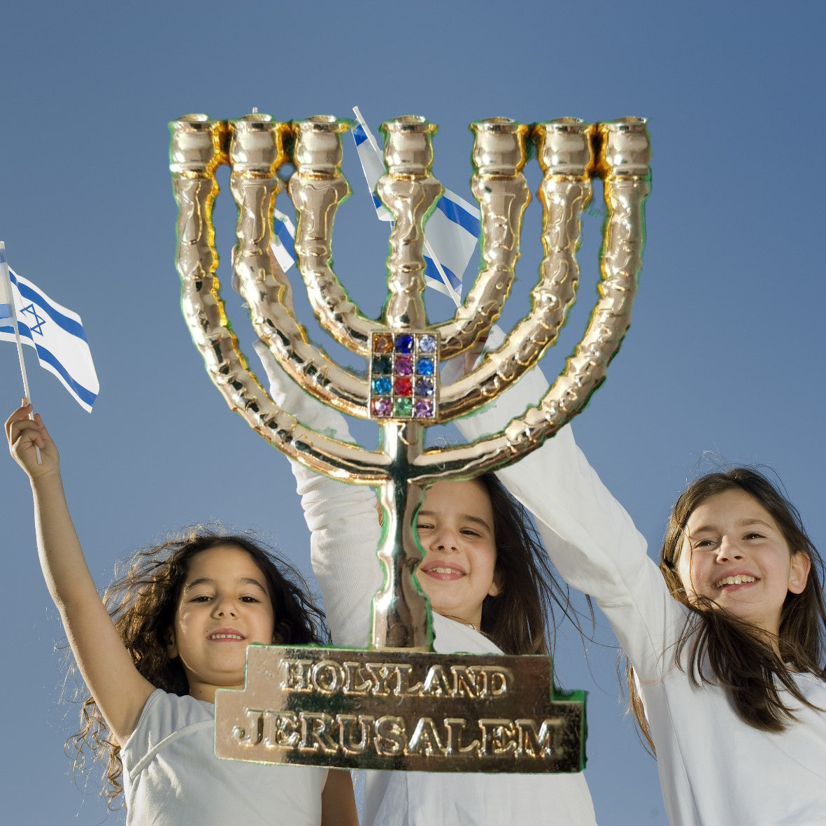 Menorah Magnet Gold Metal