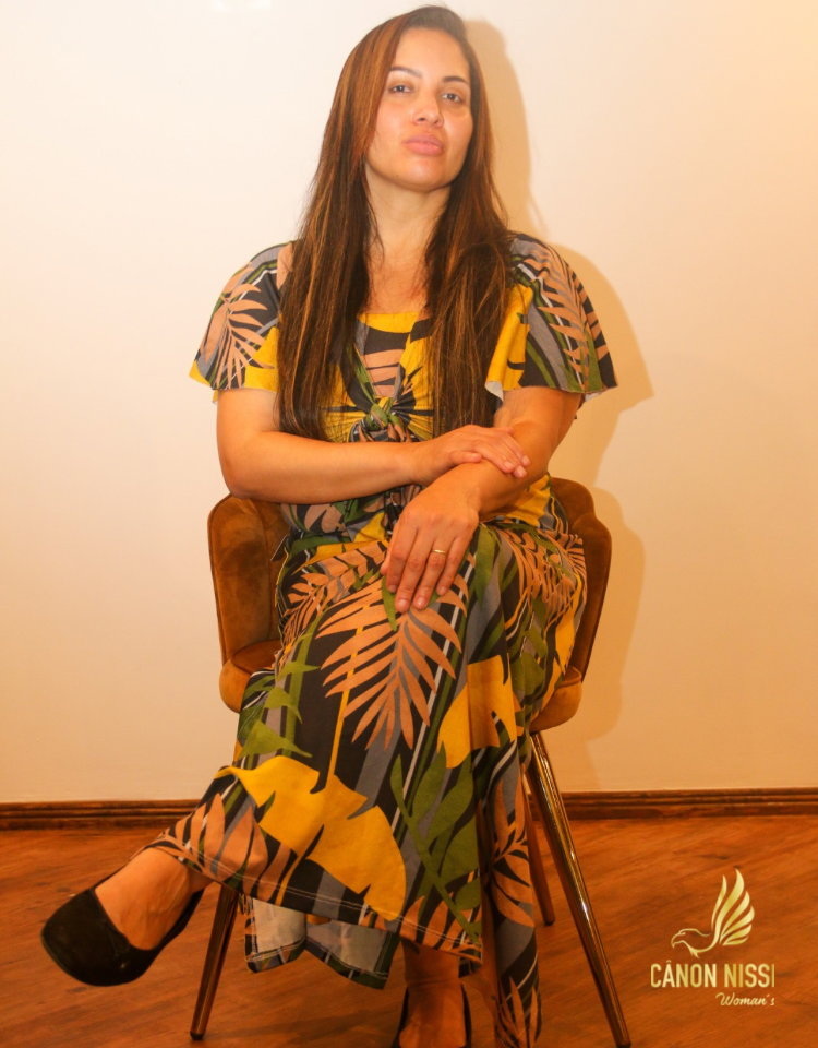 VESTIDO LONGO ESTAMPADO COM AMARRAÇÃO - BETÂNIA