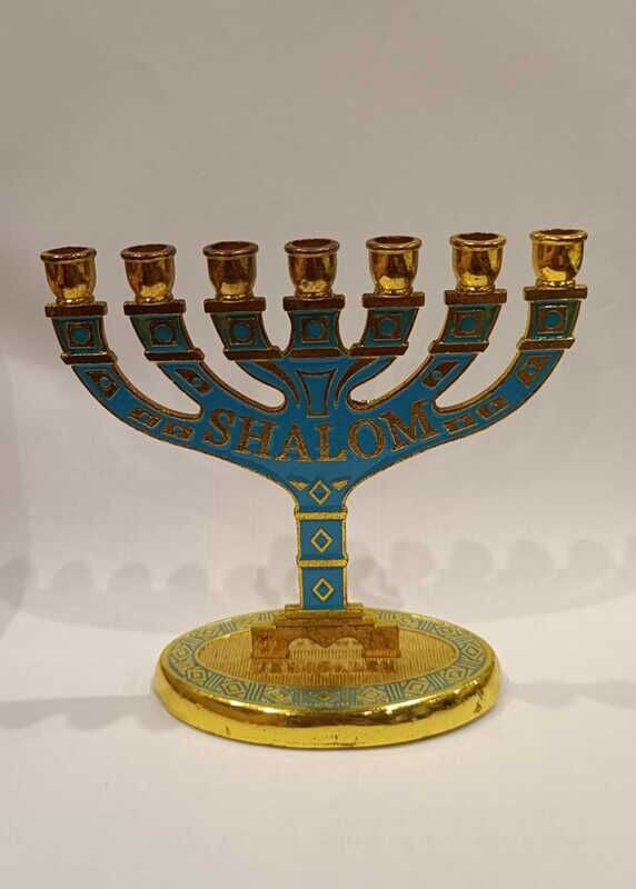 Candelabro Shalom - 10x10cm - azul claro