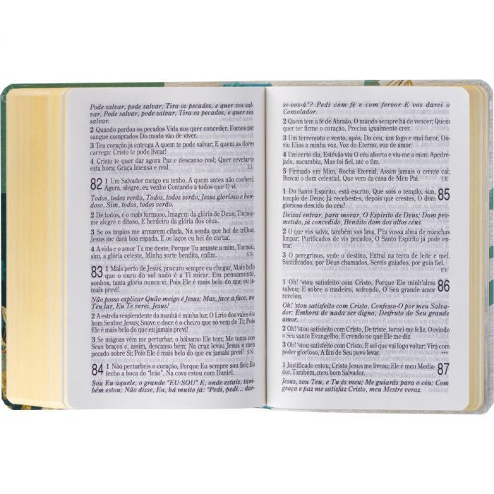 Bible with Popular Christian Harp Giant Floral Letter Green/White (CPAD)