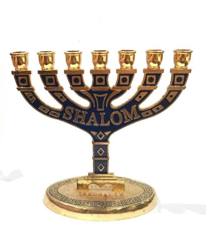 Candelabro Shalom - 10x10cm - azul marinho