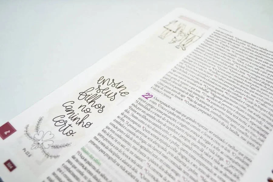 BÍBLIA SAGRADA ANOTE ILUSTRADA NVT — CAPA DURA CORES E FLORES