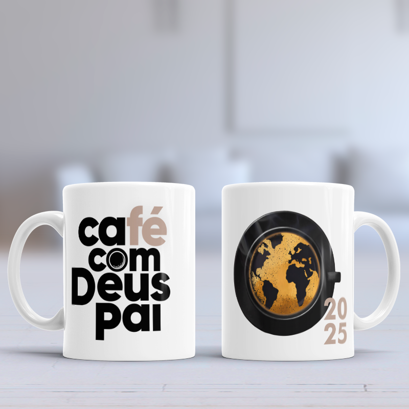 Caneca Café com Deus pai modelo E