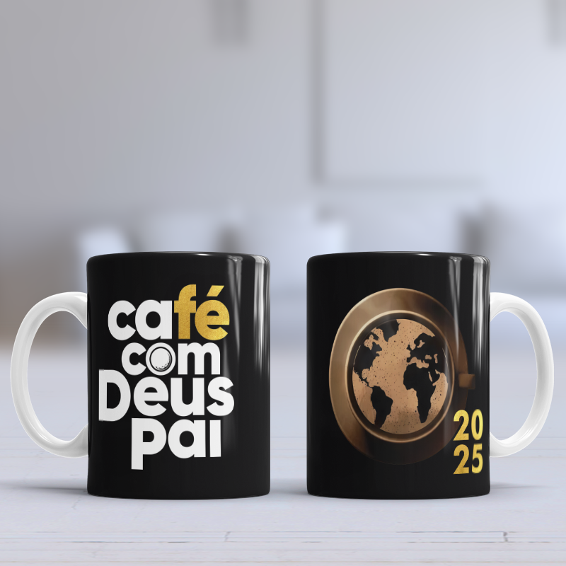 Caneca Café com Deus pai modelo C