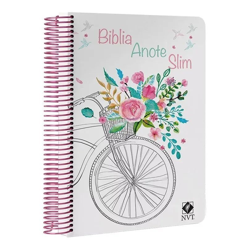 BÍBLIA ANOTE SLIM - CAPA ESPIRAL - BICICLETA COM FLORES