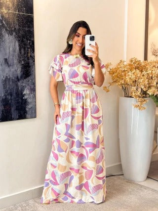 VESTIDO CREPINHO MANGA DUPLA - ABIGAIL