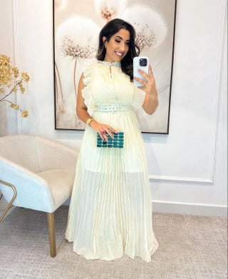 VESTIDO DETALHES BABADO EM MUSSELINE - EVÓDIA