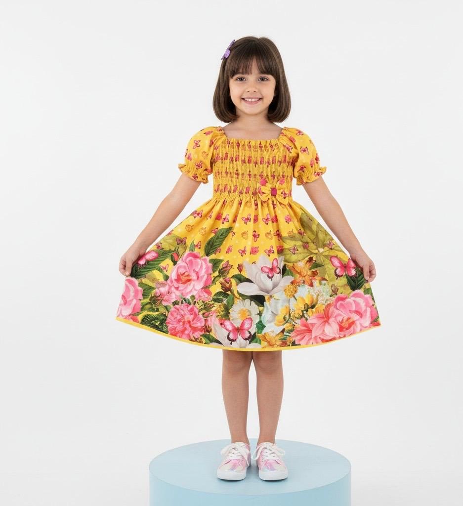 Yellow floral puffy hair - 2 years