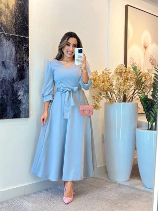 VESTIDO MIDI MANGA 3/4 - ISABELLA