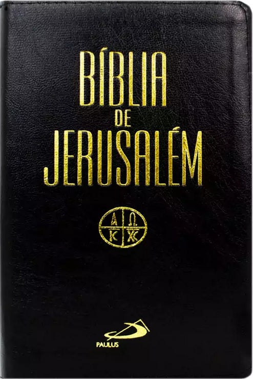 BÍBLIA DE JERUSALÉM CAPA FLEXÍVEL PRETA COM BEIRAS DOURADAS E ÍNDICE DIGITAL