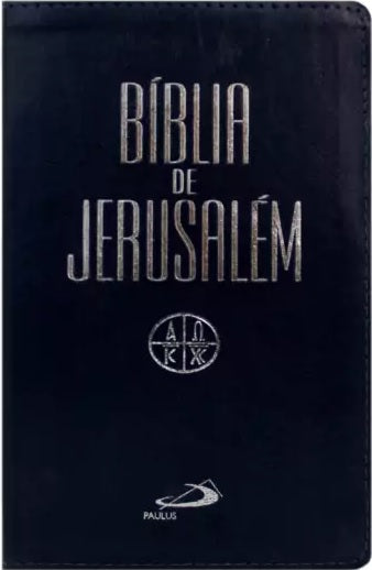 BÍBLIA DE JERUSALÉM CAPA FLEXÍVEL AZUL COM BEIRAS PRATEADAS E ÍNDICE DIGITAL