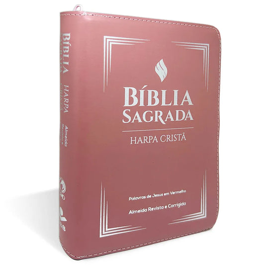 BIBLIA ARC ROSA LUXO COM FECHO