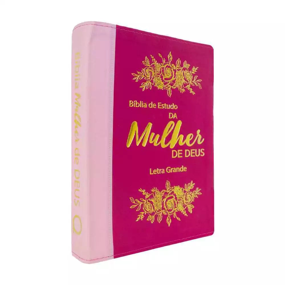 BÍBLIA DE ESTUDO DA MULHER DE DEUS LETRA GRANDE ROSA E PINK EDIFIQUE