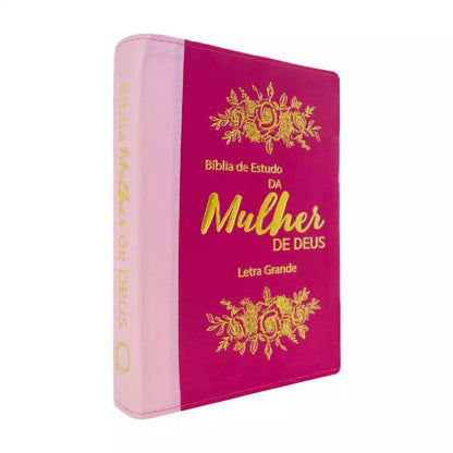 BÍBLIA DE ESTUDO DA MULHER DE DEUS LETRA GRANDE ROSA E PINK EDIFIQUE