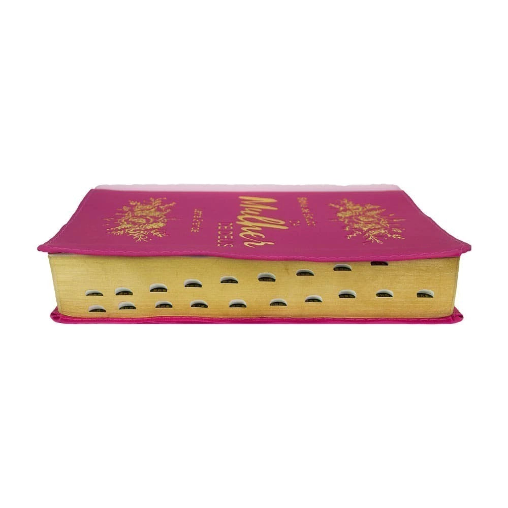 BÍBLIA DE ESTUDO DA MULHER DE DEUS LETRA GRANDE ROSA E PINK EDIFIQUE