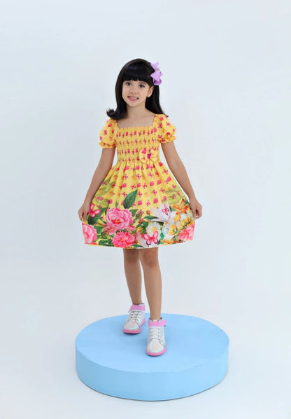 Yellow floral puffy hair - 2 years