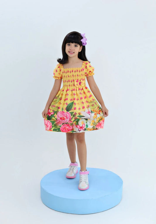 Yellow floral puffy hair - 2 years