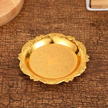 MINI BANDEJA DE METAL DOURADO COM RELEVO CLÁSSICO (10 cm)