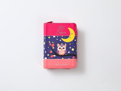 BÍBLIA RVR60 DE BOLSO PRIMOR ROSA/CORAL CORUJA COM FECHO