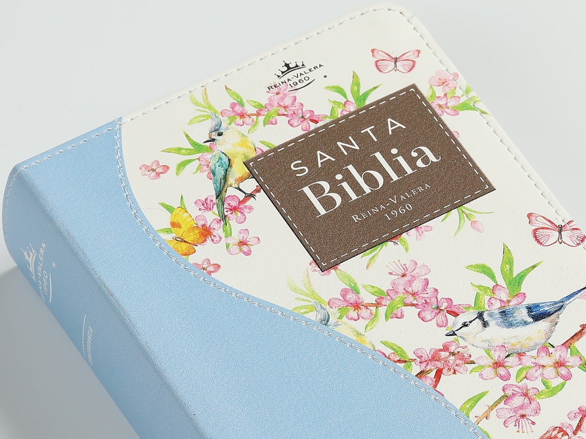 Bíblia RVR60 de bolso, capa em imitação de couro (modelo renovação azul