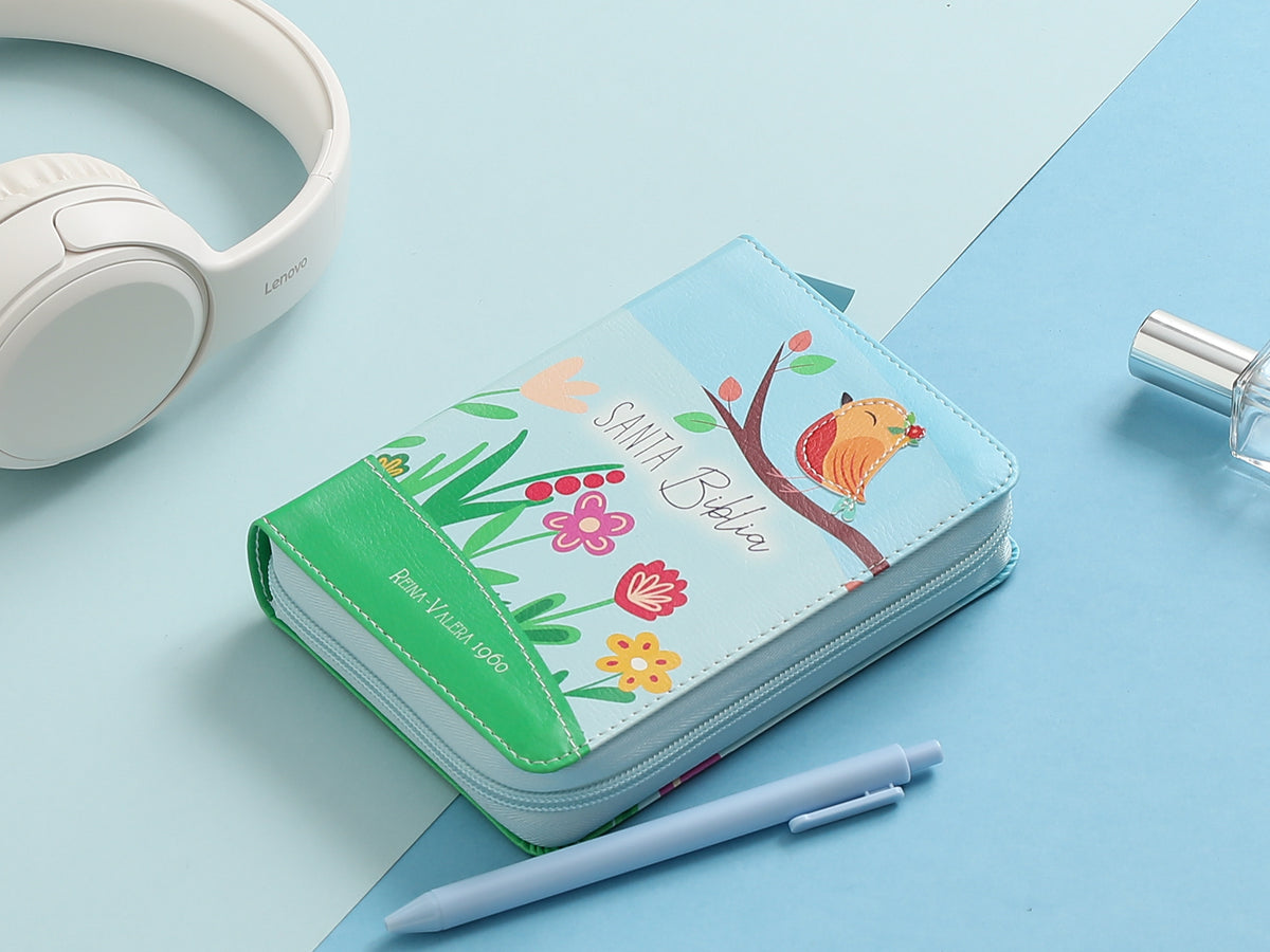 BÍBLIA RVR60 TAMANHO DE BOLSO PRIMOR AZUL/VERDE PÁSSARO