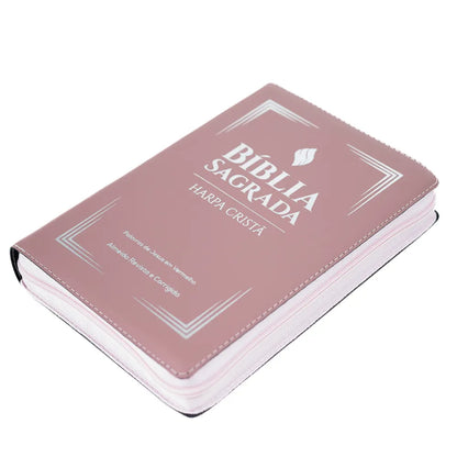 BIBLIA ARC ROSA LUXO COM FECHO