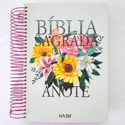 Bíblia Anote Espiral Primavera | NVI | Letra Normal | Com Espaço Para Anotações
